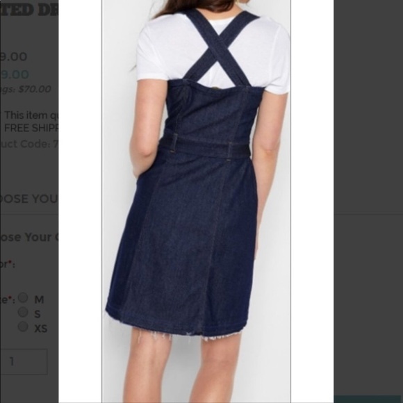 7 For All Mankind Rare Blue Jean Denim Overall Mini Modal Stretch Mini Dress SM - Picture 6 of 16